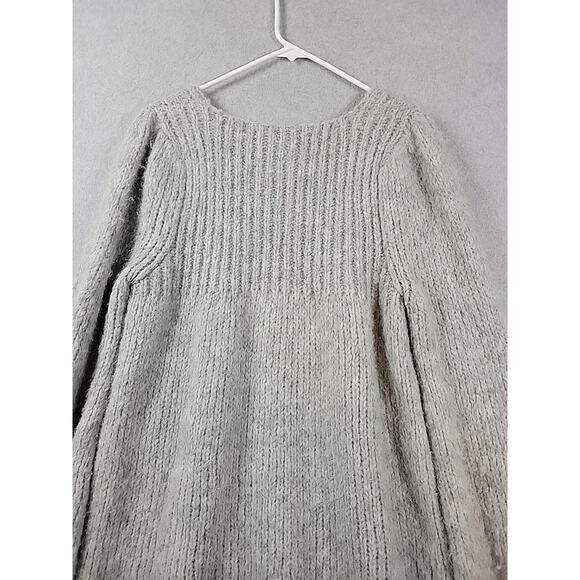 BCBGMaxazria Alpaca Blend Gray Knit LS Oversized Scoop Neck Sweater Women's Lrg - Picture 7 of 11